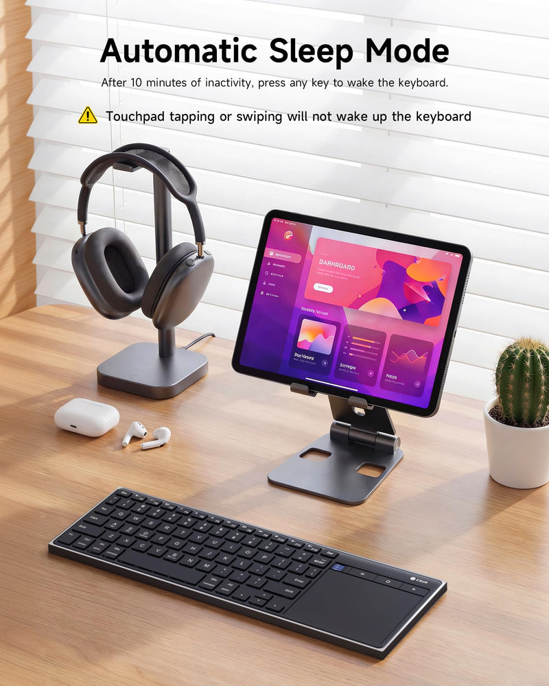 CZUR K5S Bluetooth Keyboard with Touchpad, Wireless & Wired Keyboard | Rechargeable Keyboard with Trackpad for PC/Laptop/Tablet/Phone, Portable Keyboard, for Windows/Mac/Android/iOS