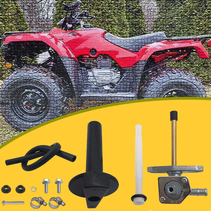 Fuel Tank Petcock Valve with Lever Screw Fits for 1997-2014 Honda Recon 250 TRX250TE TRX250TM 2x4 ES Fourmax Rancher TRX350 ATV Replaces 16950-HM8-003 16950-HN7-003