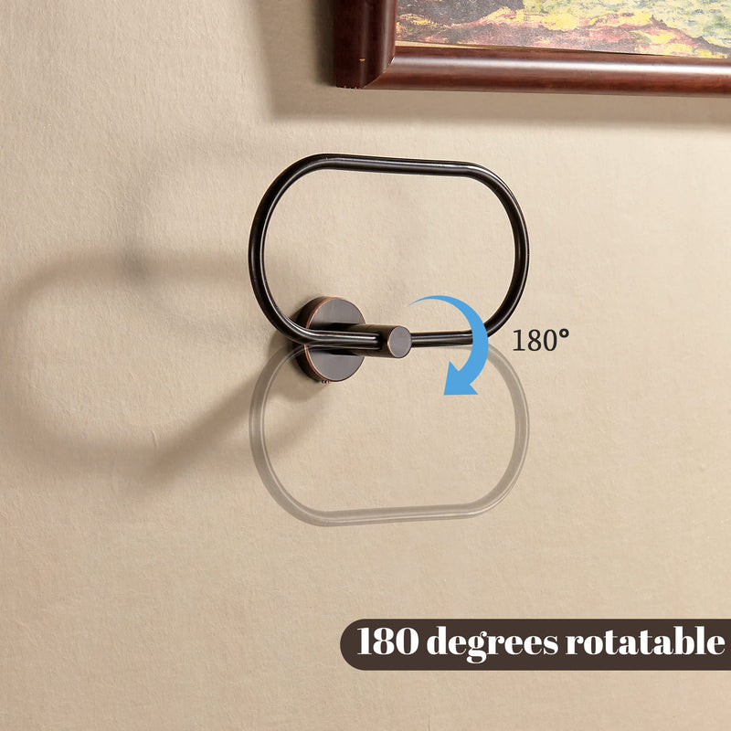 BigBig Home Bronze Towel Ring, Bathroom Towel Holder, Bath Oil Rubbed Hand Towel Rack Hanger Wall Mounted Farmhouse Bronze Towel Ring Ellipse