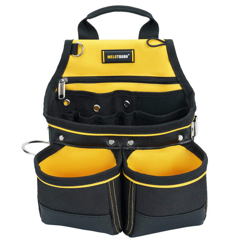 MELOTOUGH Carpenter Tool Pouch with 10 Pockets,Electrician,Framer Belt Bag,with Belt Clip，Tool Belt Pouch with Hammer Holder for Roofers,Constructors,Handyman,Electrician