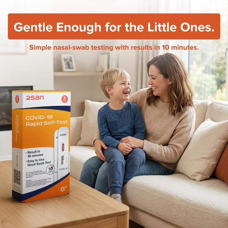 2San COVID-19 Home Test, Antigen Rapid Test, Results in 10 Minutes, FDA Cleared, Covid Test Kit at Home, Easy to Use Nasal Swab for Home (2 Pack)