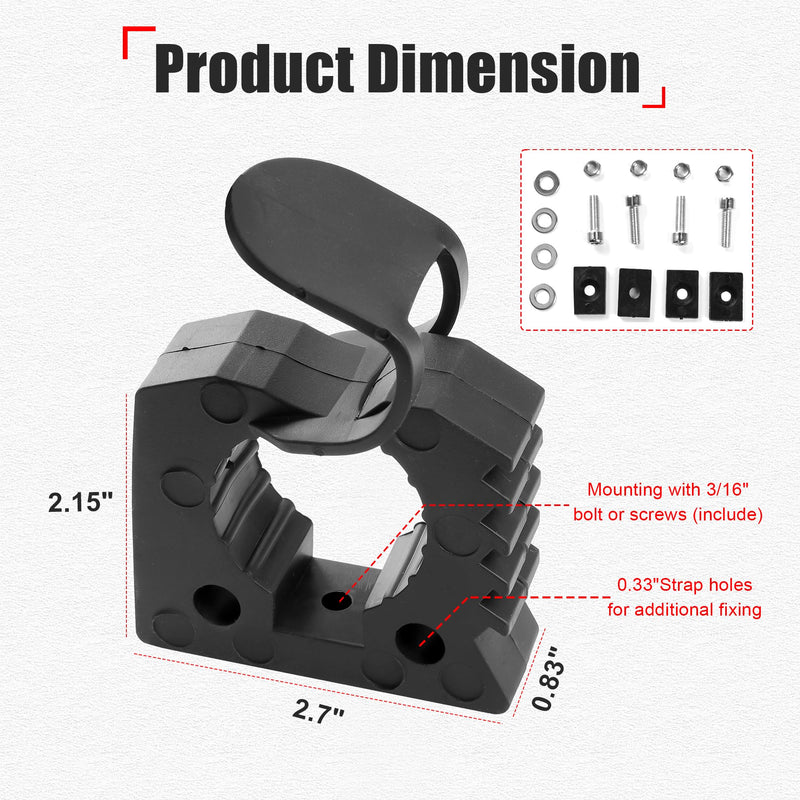 4 Pack Quick Release Rubber Clamp Mount Kit 1-1/5" to 1-1/2" Fist Mount Clamps Mounting Kit Diameter Tool Handles for Trucks UTV ATV Offroad 4X4 Parts Roof Rack Shovel Mounting Kit(4 Pack)