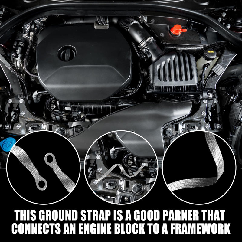 14pcs Ground Straps, 10/12 inch Engine Universal Automotive Ground Strap Kit Braided Copper Ground Straps Automotive Ground Strap Wire Ground Strap Connectors for Most Cars (Silver) 14pcs-Sliver