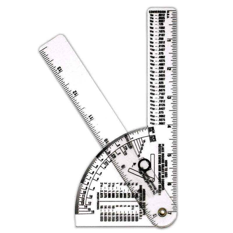 Clear Pipe Caliper/Diameter Caliper and Ruler - Fractional - 3 Pack