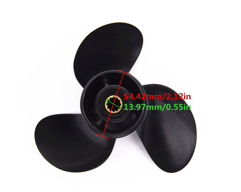 SouthMarine 3B2-B64517-0 3B2B645170M 766545 0766545 48-897618A10 8.5x9 Propeller for Tohatsu for Nissan for Mercury Marine for Evinrude for Johnson OMC 8HP 9.8HP Outboard Motor, 12 spline 5011-085-09