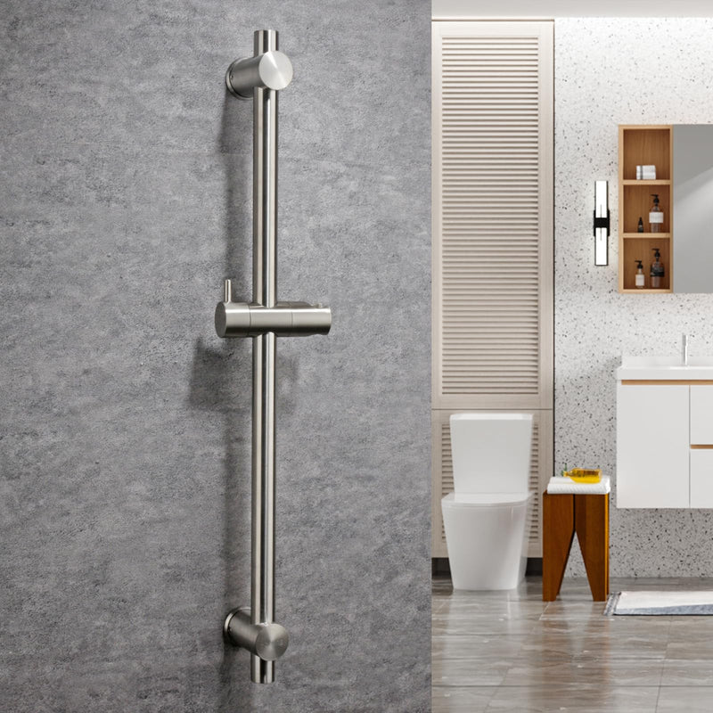 24 Inch Shower Slide Bar with Adjustable Shower Holder Wall Mount Sliding Bar Stainless Steel Wall Mounted Shower Slide Bar with Adjustable Shower Head Holder, Brushed Nickel