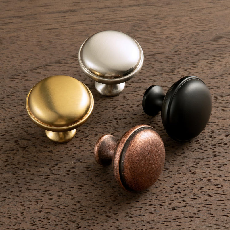 Goo-Ki 6pack Cabinet Knobs Matte Black Drawer Knobs Zinc Alloy Kitchen Hardware - Modern Black Single Hole/Screw Bar Cabinet Pulls Drawer Handles 6