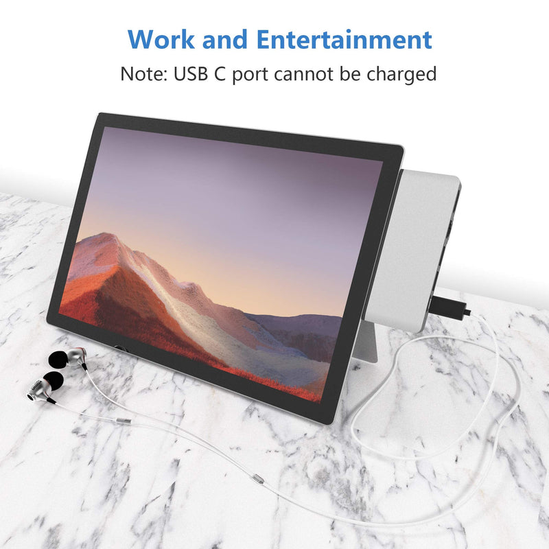 Surface Pro 7 Hub Docking Station with 4K HDMI Adapter+100M Ethernet LAN+ USB C Audio & Data Transfer Port + USB Port* 2+SD Card Reader Converter Combo Adaptor for Microsoft Surface Pro 7 For Surface Pro 7