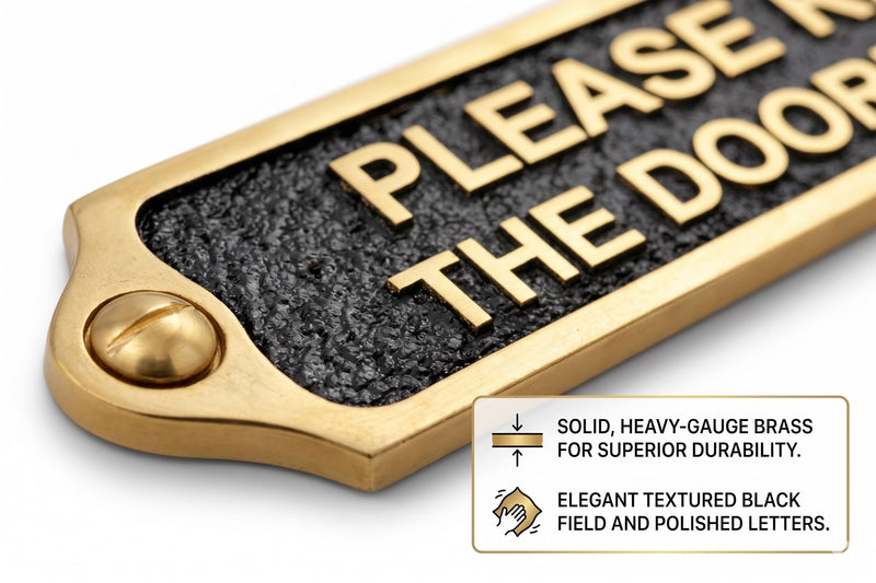 Solid Brass Please Ring The Doorbell Plaque Sign, Black Background Doorbell Notice Plate, Entrance Door Sign for Home, Office, Shop, Reception, Hotel, Clinic, Business Entryway Signage(PLEASE RING THE DOORBELL)