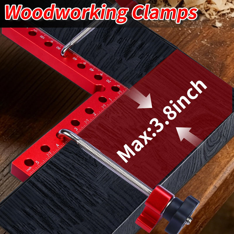 Corner Clamps for Woodworking, 4PCS 90 Degree Right Angle Clamps with Storage Box, 4PCS 5.5" Aluminum Alloy Positioning Squares Woodworking Tools for Cabinets, Frames, Drawers 4PCS 5.5" Set