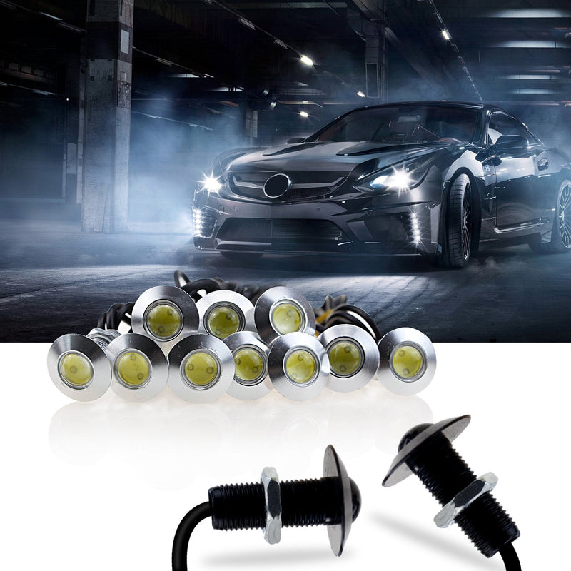 Eagle Eye Led - 10Pack Ultra Thin Daytime Running DRL Tail Lights for Car & Motorcycle, White, DiY, 12V White light (Black) Black case