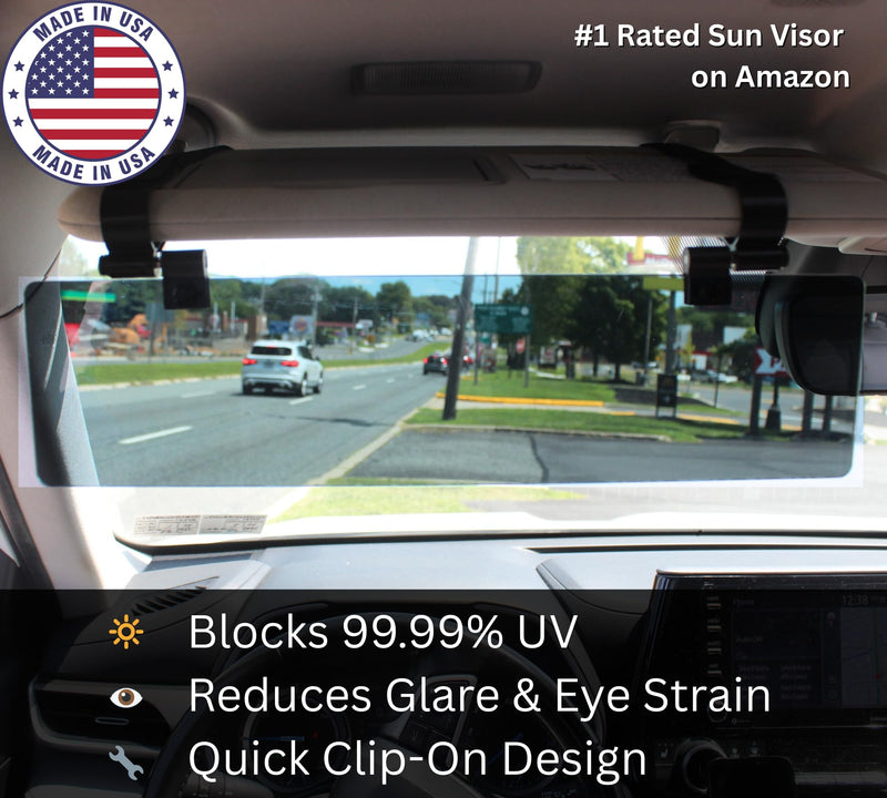 Glare Guard Polarized Car Visor Extender Sun Blocker, Anti-Glare Windshield Shield for Cars/SUV, Sun Visor Extension Blocks UV, USA Visors Extender Attachment for Car Visor, Sunvisors Shade for Cars