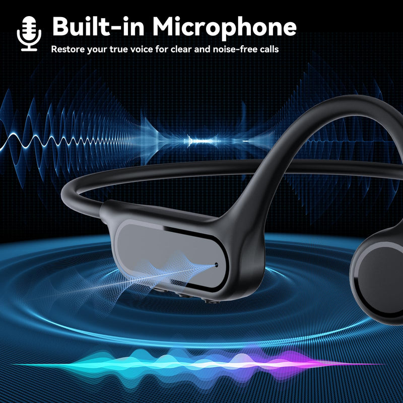 Swimming Headphones, IPX8 Waterproof Bone Conduction Headphone Wireless Underwater Earbuds with 32GB Memory for Swimming, Cycling, Marathon Black