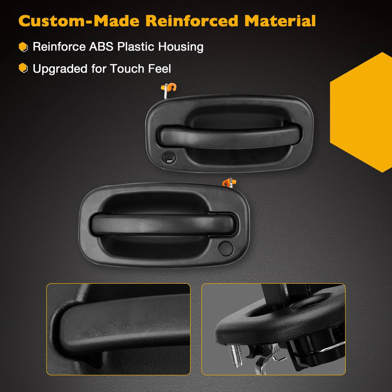 Exterior Door Handle Front Left & Right Pair with Key Hole | for 1999-2007 Chevy Silverado Suburban Tahoe Avalanche GMC Sierra Yukon Cadillac Escalade | Replaces# 15034985, 15034986 Front Left & Right(2 PCS)