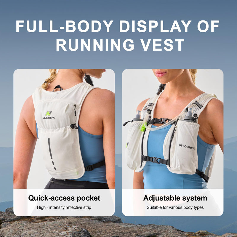 N NEVO RHINO Running Vest, Lightweight Hydration Vest, Insulated Water Backpack with 1.5L Water Bladder for Hiking, Trail, Running,Marathons,Cycling White
