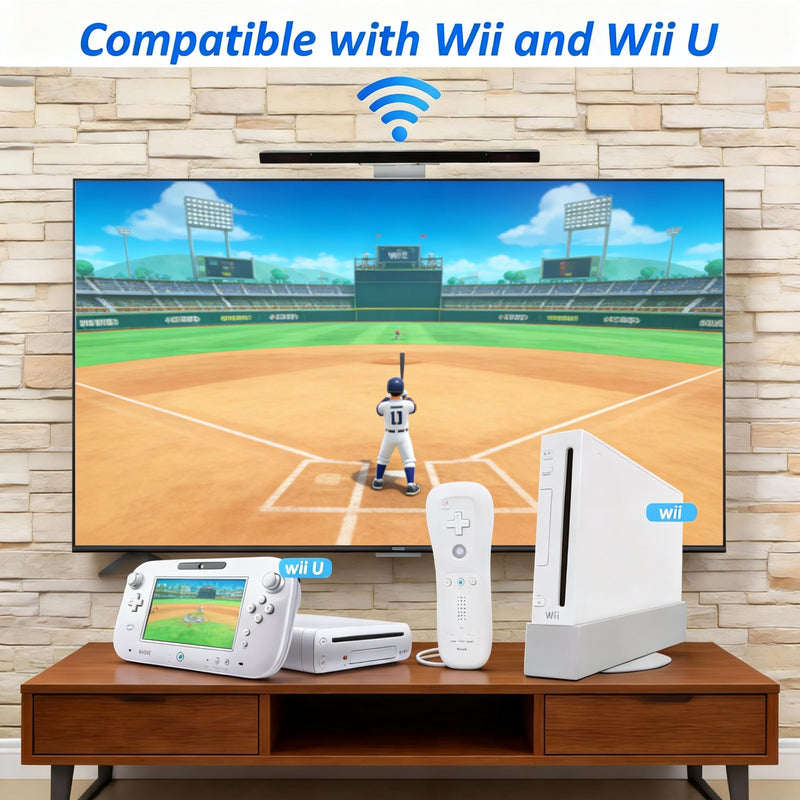 Wii Wired Sensor Bar for Wii and Wii U Console, Motion Game Accessories | Wii Motion Sensor Bar with Stand, Plug and Play, Wired Infrared Ray Sensor Bar, Wii Game Accessories