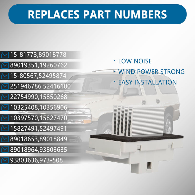 HVAC Blower Motor Resistor Kit Compatible with Chevy, GMC - Silverado, Tahoe, Suburban, Avalanche, Sierra, Yukon XL Rplace# 15-81773, 15-80567, 89018778, 89019351, 19260762