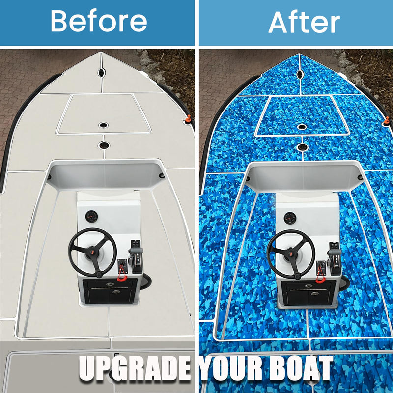 KXKZREN Camo Boat Flooring EVA Foam 47.2"/23.6"x94.4" Self-Adhesive Camouflage Decking Floor Sheet Marine Traction Pad Boat Mat for Kayak Yacht Fishing Cooler Top Ocean Camouflage 11.8 x 47.2 inch, 3.88 sq.ft