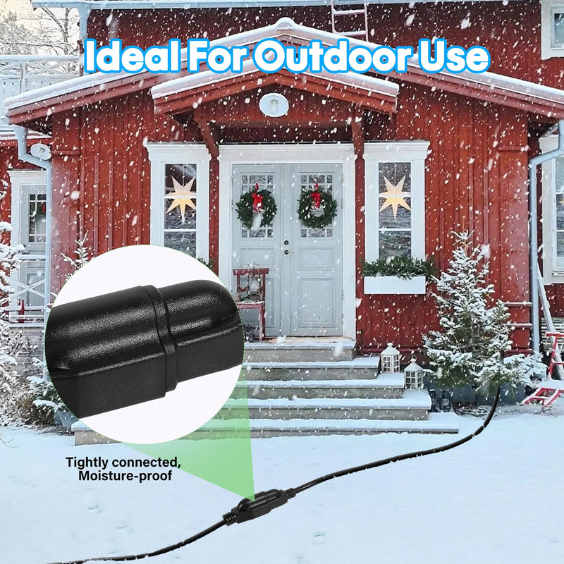 Adoreen Outdoor Power Extension Cord 30 Ft/2 Pack, 3 Prong 16 AWG Grounded Wire Heavy Duty Weatherproof Electric Cable for Indoor Christmas Light Lamp, 13A 125V 1625W, SJTW-ETL- Black with Green 30Ft/2 Pack
