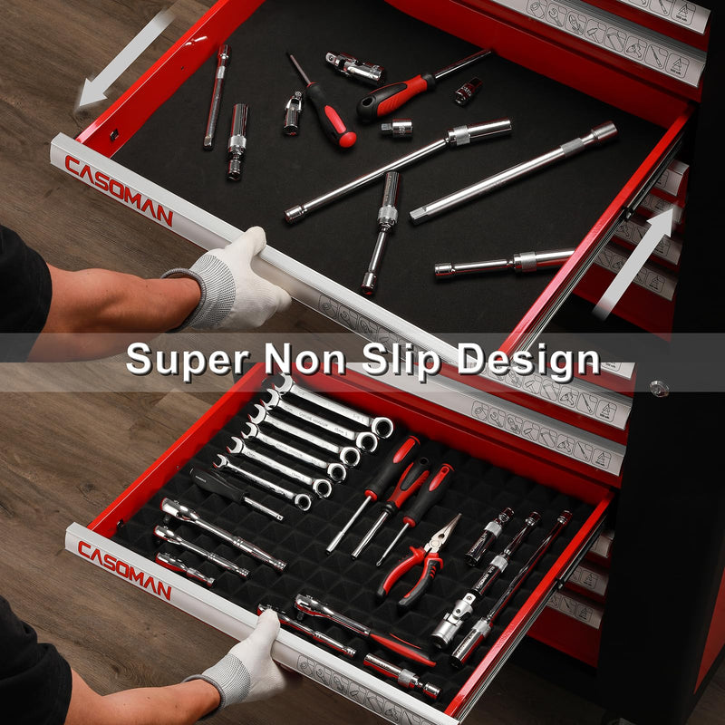 CASOMAN 4PCS Professional Toolbox liner, Trap Mat Universal Tool Drawer Liner, Non-Slip Foam Inserts, Easy Cut, Black, 23.6"x15.7" 4-piece
