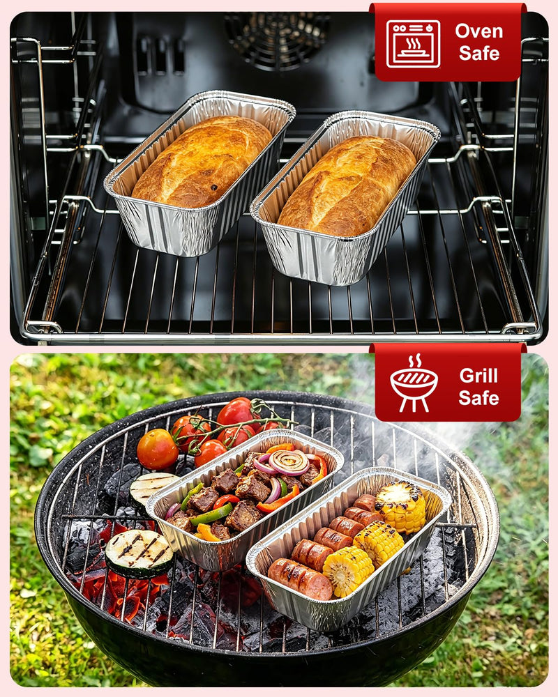 120 Pack 1 Lb Aluminum Loaf Pans with Lids - 6x3.5x2 Mini Loaf Pan, Small Disposable Tin Foil Baking Pans for Baked Bread, Cakes, Meat, Loaves 120