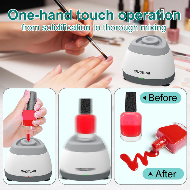 Mini Vortex Mixer 3500RPM 3s Mix for Nail Polish Lash Glue (Grey) | 3s Fast Mix DC Brushless Motor, Touch Auto-Stop, Anti-Slip Quiet, Compact Portable, for Nail Lash Glue Lab Paint Tattoo Ink Grey