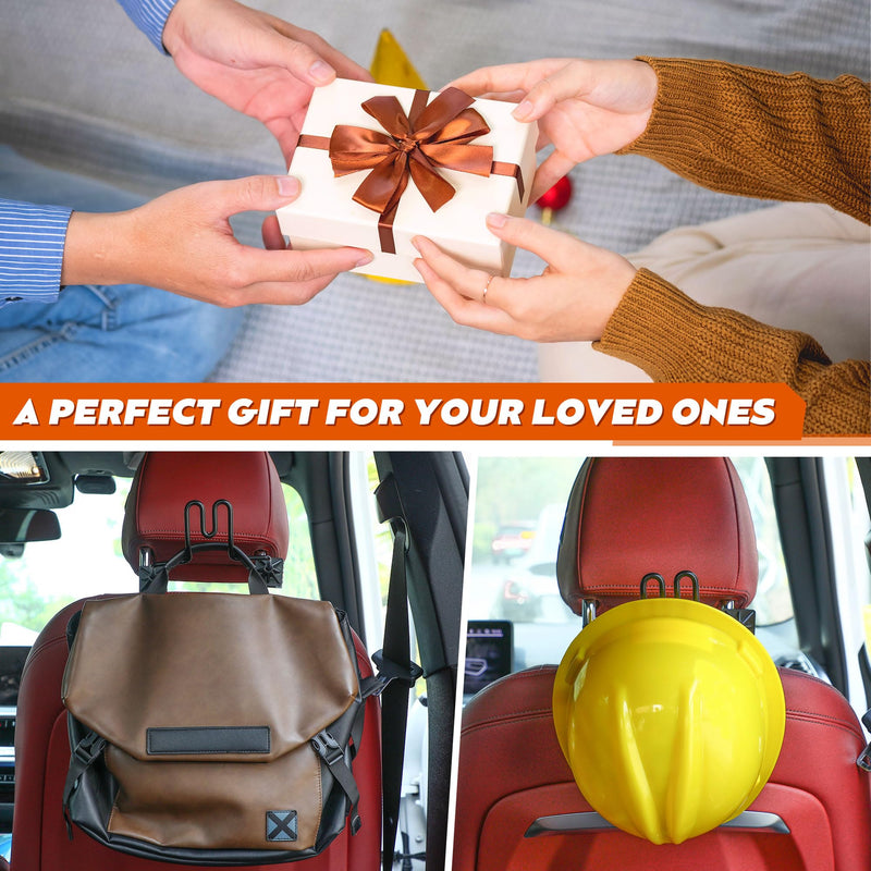 Feekoon 1 Pcs Hard Hat Hanger, Hard Hat Holder for Truck SUV Car Seat to Keep Cap Shape, Car Seat Back Organizers for Caps Clothes Cowboy