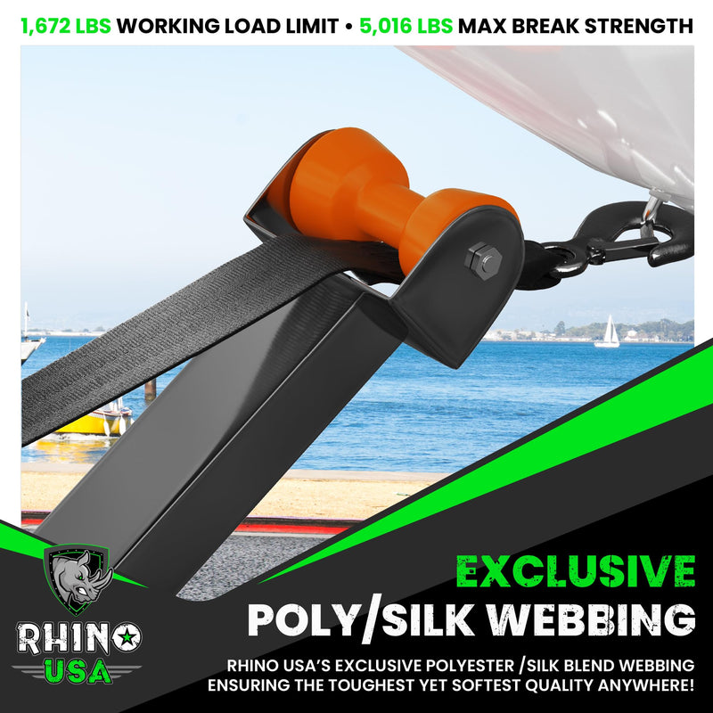 Rhino USA Boat Winch Strap with Hook (2" x 20') - 5,016lb Break Strength - Ultimate Replacement Boat Trailer Winch Straps with Safety Hook - Compatible with Pontoon, Jet Ski, Fishing Boat & More! Standard