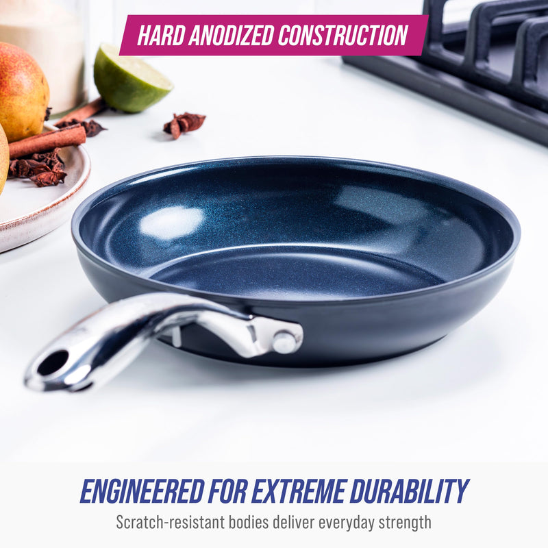 Blue Diamond Cookware Hard Anodized Ceramic Nonstick, 8" Frying Pan Skillet, PFAS-Free, Dishwasher Safe, Oven Safe, Grey 8" Frypan Skillet Gray