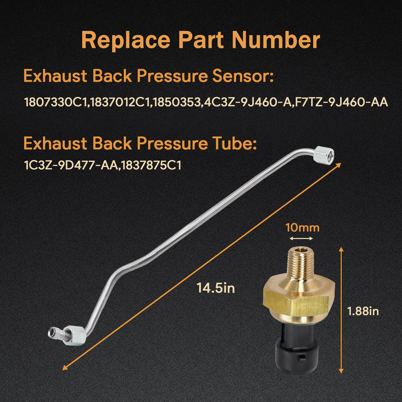 Stainless Steel Exhaust Back Pressure Sensor Tube & EBP Sensor with Wire Harness Fit for Ford F250 F350 7.3L Powerstroke Diesel 1999-2003 Replace # 1850353C1 1C3Z-9D477-AA 1837875C1