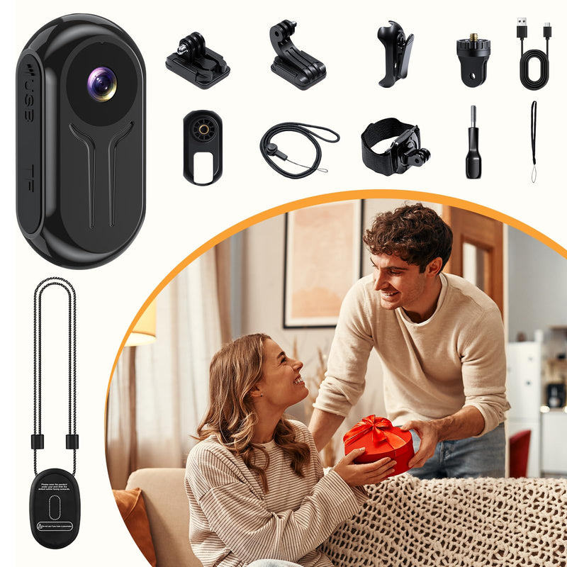 2K Mini Body Camera with 0.85" Screen,Thumb Size Small POV Camera with WiFi,Tiny Wearable Action Camera Magnetic Camcorder for Vlogging Work Cycling Motorcycle Pet Travel
