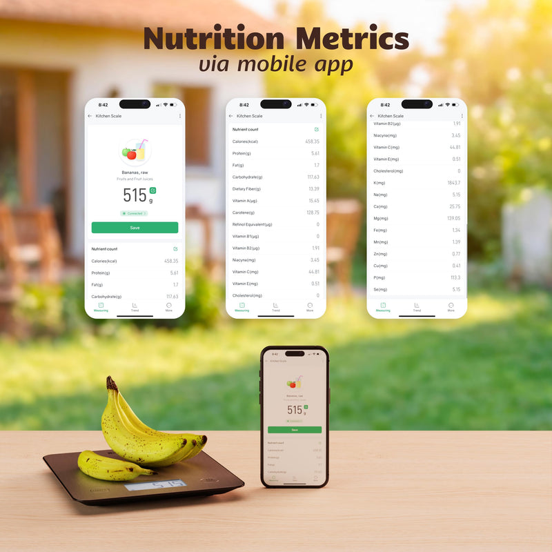 Smart Food Scale, Digital Kitchen Scale with App – Nutritional Calculator for Calories, Macros, Protein, 5 Units, LCD Display, Tare Function, Portion Control, for Cooking & Meal Prep