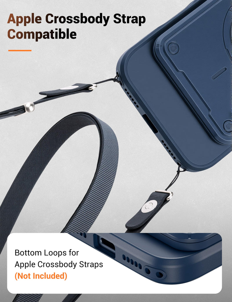 PROfezzion for iPhone 17 Pro Case Wallet 3-Card Holder with MagSafe, Blue | Accepts Wireless Charging, RFID Blocking, Secure Locking Latch, Kickstand, Fits MagSafe Mount Stand Grip, Drop Protection