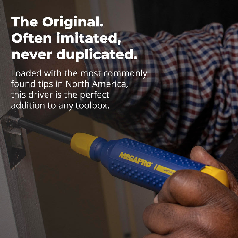 MEGAPRO® 15-in-1 Original Multi-bit Screwdriver | Home DIY & Repair | Construction | Tradeswork | 14 Industrial-grade bit tips | 1/4" Hex Drive in shaft (The Original) 15-in-1 Original North American Standard