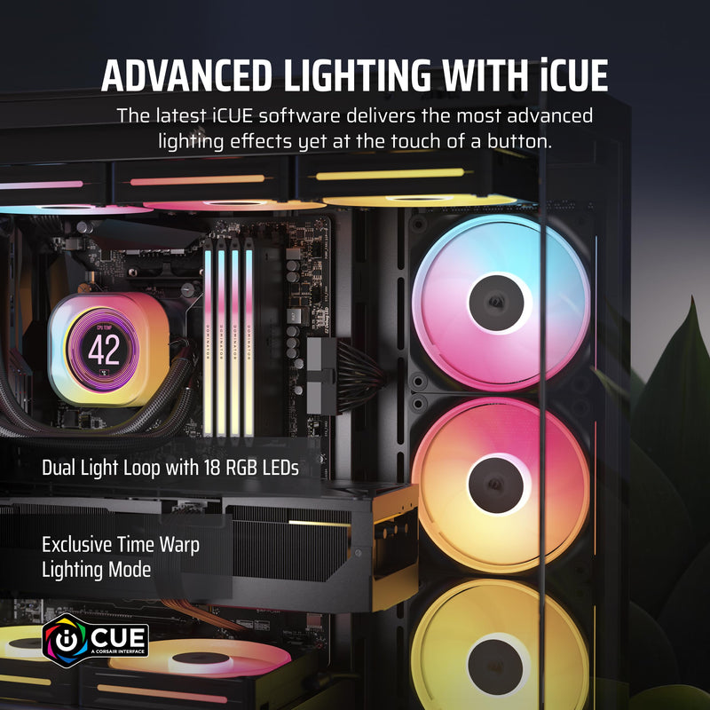 CORSAIR iCUE Link LX120-R RGB 120mm PWM Reverse Fan – Single Fan – Low-Noise, Magnetic Dome Bearing, Dual Light Loops, CORSAIR QuikTurn Screws, Zero RPM Mode – Black 1 x 120mm