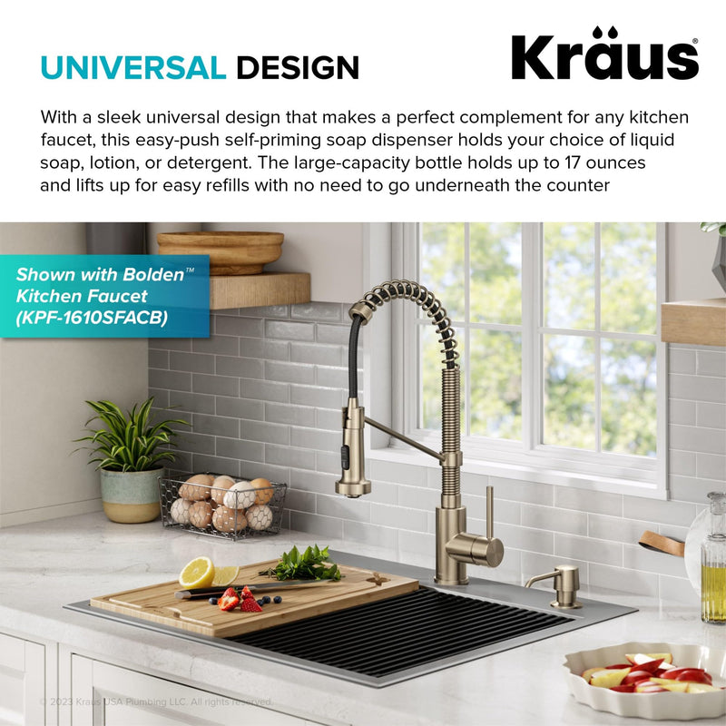 KRAUS Kitchen Soap and Lotion Dispenser in Spot-Free Antique Champagne Bronze, KSD-31SFACB