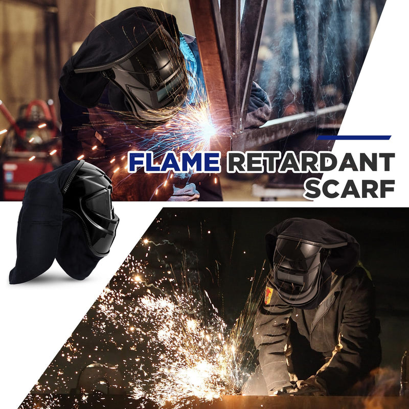 Jecery 2 Pcs Welding Helmet Cover and Helmet Bib Set, Welding Accessories with Press Fit Seal for Neck Protection, Fits Most(Classic,Black) Classic Black