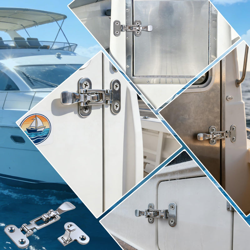 Boat Hatch Latch Marine 316 Stainless Steel Anti-Rattle Boat Door Latches, Heavy-Duty Hold Down Clamp Latches Boat Cabinet Hardware Silver-2P
