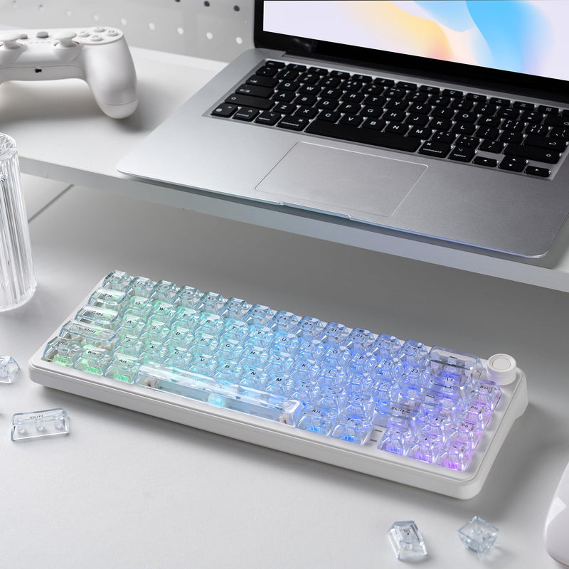 dagaladoo ICE Clear keycaps,Translucent keycaps Jelly,Shine Throug Key caps | Transparent keyboard keycaps Glossy,ASA Profile custom Keycaps for Mx Switches Mechanical Keyboard(White,126key) White ICE