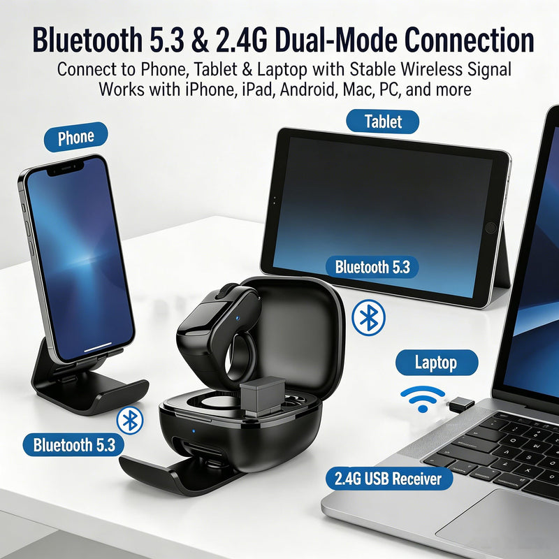 Wireless Finger Ring Mouse with Touchpad – Bluetooth 5.3 Scrolling Ring for TikTok,Kindle Page Turner,Presentation Clicker & Remote Camera Shutter – for iPhone, iPad, Android, PC,Mac,Rechargeable