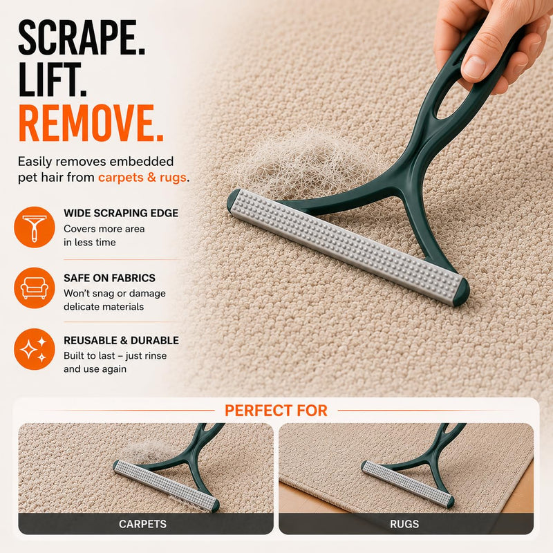 'Kin Pet Hair – Ultimate Pet Hair Removal Kit | Reusable Pet Hair Roller, Hair Removal Glove & Scraper for Dog & Cat Hair from Sofas, Carpets, Furniture & Car Interiors | Complete reusable pet hair remover kit with roller, glove, scraper and cotton sto...