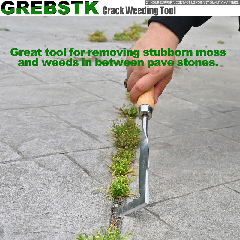 GREBSTK Crack Weeder Crevice Weeding Tool Stainless Steel Manual Weeder Beech Handle Gardening Tool, 22 inch 22.4" Crack Weeder