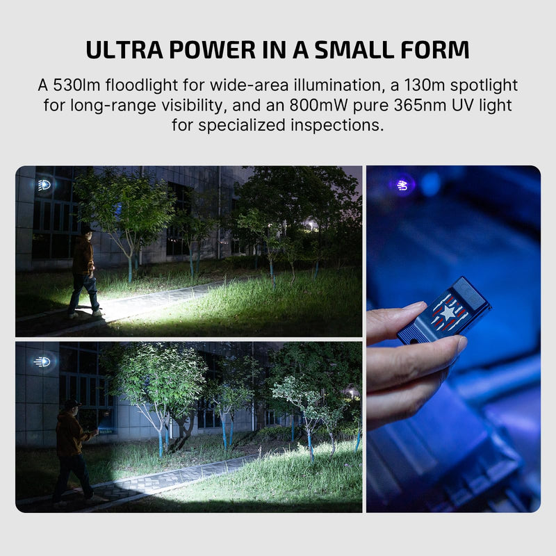 OLIGHT Oclip Ultra EDC Flashlight Clip-on Light, 530 Lumens Rechargeable with Type-C Charging, Combines Floodlight, Spotlight and UV, Triple Lights for Inspection and Work (Stars & Stripes Edition) Stars & Stripes Edition