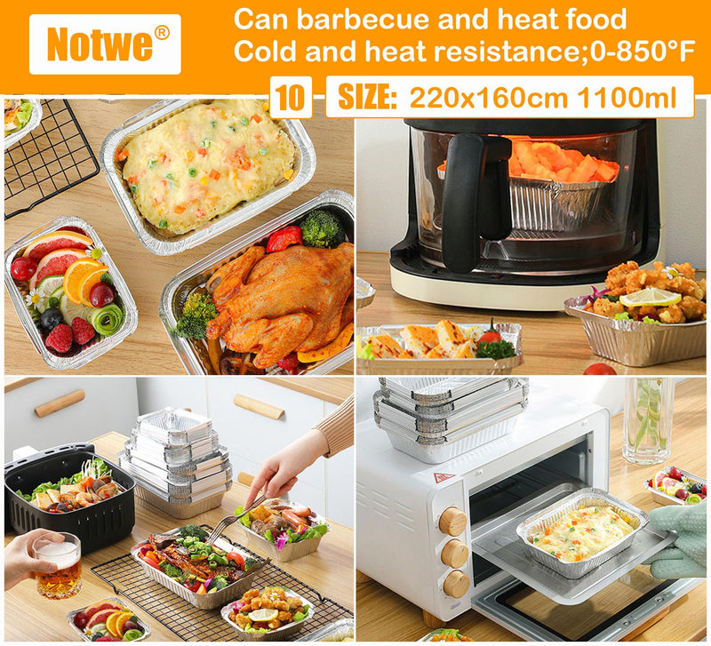 Notwoe® 40 Pack Disposable Aluminum Pans with Lids, 12x8 and 8x6 Square 8x5 6.9x4.3 Square Combo Set, Disposable Baking and Cake Pan. (40 Pack w/Lids) 40 Pack w/Lids