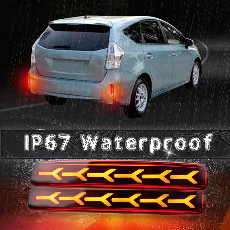 2Pc Full LED Rear Bumper Reflector Lights Kit for Toyota Prius V 2012-2017,for Scion tC 2014-2016 Tail Lamp Brake Fog Lamps Daytime Running Light Turn Signal Lamp Accessories (Red) Red