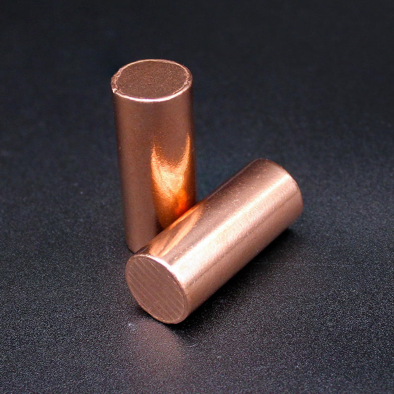 Premium Copper Round Rod Set - 2 Piece (1.8" x 0.75") - 99.9% Pure - Velvet Pouch & Authenticity Certificate Included by Mint State Gold