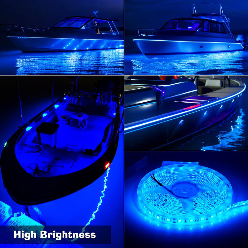 UCINNOVATE LED Boat Light, 32.8FT Marine Waterproof LED Strips, Boat Interior Light, Accent Light, Courtesy Interior Lights, Luminous Tubes, Fishing Night for Pontoon Fishing Yacht Kayak (12V, Blue) 10m