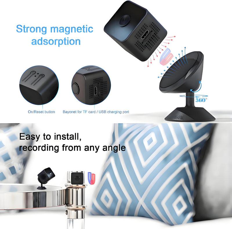 HD Hidden Camera, Wireless Mini spy Camera for Office & Home Security Small Hidden Camera with Night Vision Compatible with Android & iOS