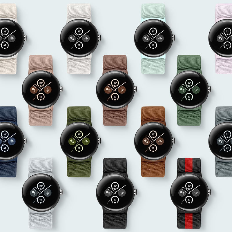5 Pack Stretchy Bands Compatible with Google Pixel Watch 4 Band 45mm / Pixel Watch 3 Band 45mm for Women Men, Soft Nylon Breathable Sport Strap for Google Smartwatch 4 3 (45mm) Black/Dark Blue/Army Green/Dark Gray/Starlight (45mm) for Pixel Watch 4/3