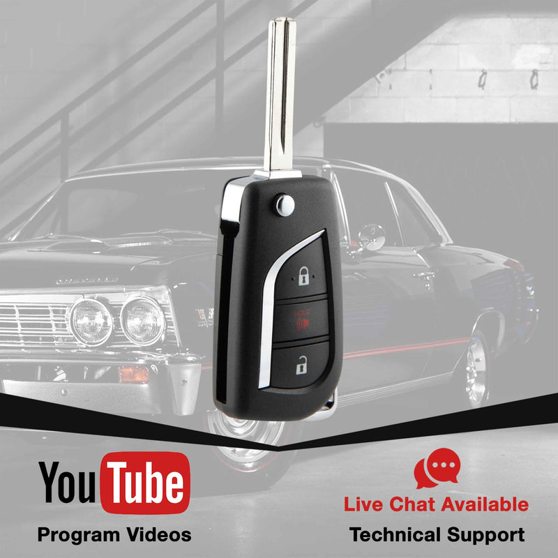 Remote Key Fob 3-Button Flip Replacement for 2017 2018 Toyota Corolla iM (HYQ12BFA, 89070-12C20, H Chip) One